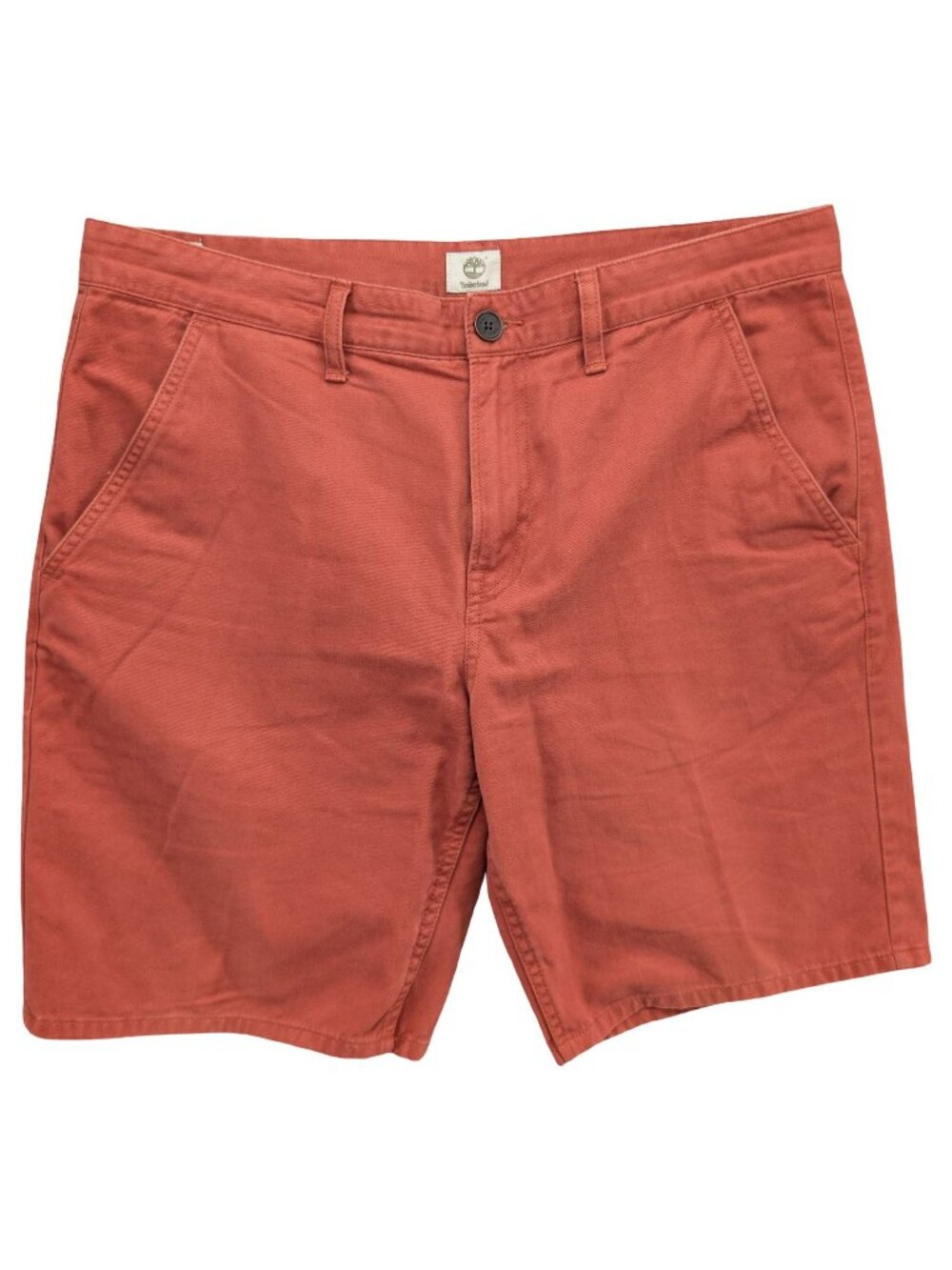 Timberland Twill Shorts Mens Burnt Orange Terracotta Flat Front Chino 8" Size 35